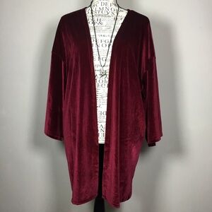 Raspberry red velvet duster robe kimono size Medium witchy romantic elegant boho